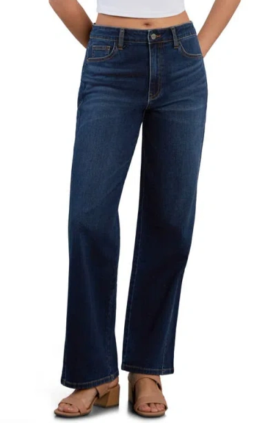 Hint Of Blu High Waist Wide Leg Jeans In Blue