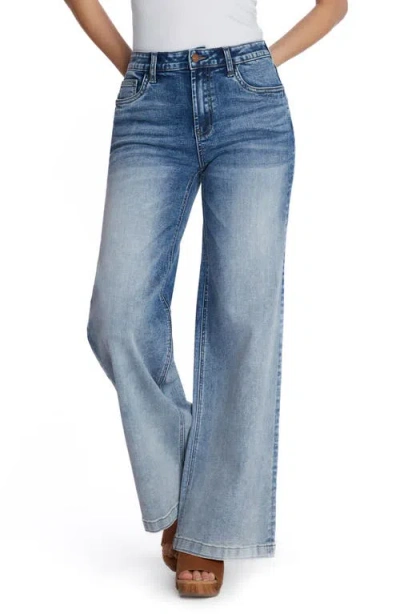 Hint Of Blu High Waist Wide Leg Jeans In Gradient Blue