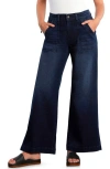 Hint Of Blu Jackie Side Slit High Waist Wide Leg Jeans In Blue