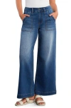 Hint Of Blu Jackie Side Slit High Waist Wide Leg Jeans In Blue