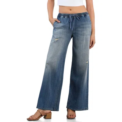 Hint Of Blu Knotty Drawstring Jeans In Blue
