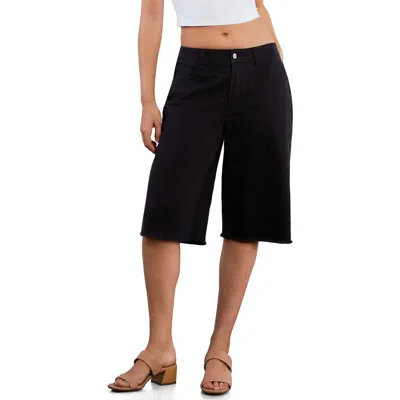 Hint Of Blu Longer Length Denim Shorts In Black