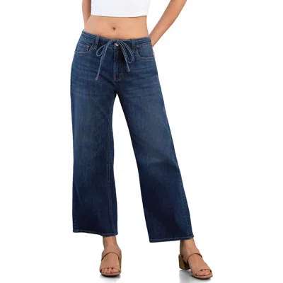 Hint Of Blu Loop Me In Drawstring Crop Wide Leg Jeans In Purple