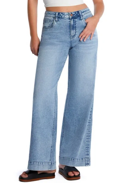Hint Of Blu Love Wide Leg Jeans In Marina Blue