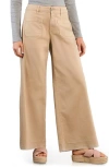 Hint Of Blu Lucy Patch Pocket Wide Leg Jeans In Neutral
