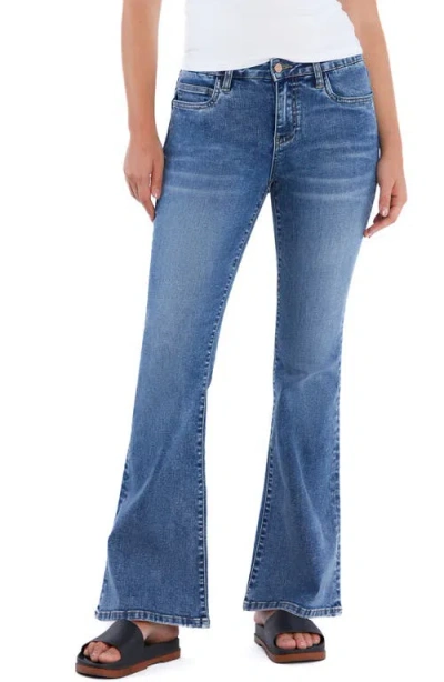 Hint Of Blu Mid Rise Flare Jeans In Camila Blue