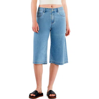 Hint Of Blu Mid Rise Relaxed Long Denim Shorts