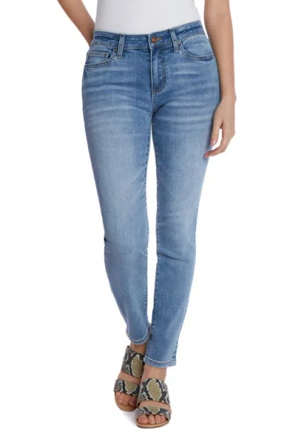 Hint Of Blu Mid Rise Skinny Jeans In Blue