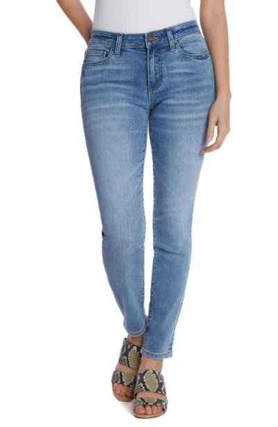 Hint Of Blu Mid Rise Skinny Jeans In Tumbled Blue