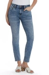 Hint Of Blu Mid Rise Skinny Jeans In Veragated Blue