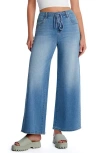 Hint Of Blu Mighty Drawstring High Waist Wide Leg Jeans In Blue Love