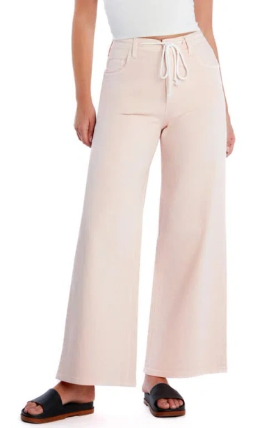 Hint Of Blu Mighty Drawstring High Waist Wide Leg Jeans In Cloud Pink