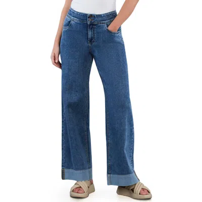 Hint Of Blu Mighty High Waist Wide Leg Jeans In Atlantic Blue