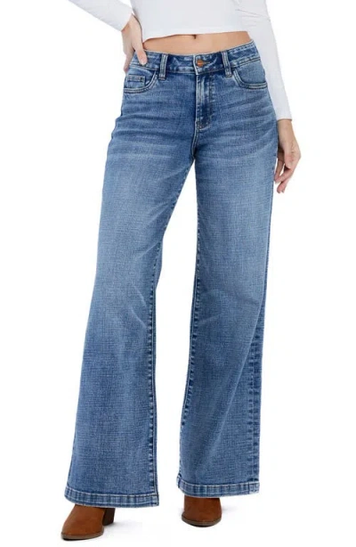 Hint Of Blu Mighty High Waist Wide Leg Jeans In Boundless Blue