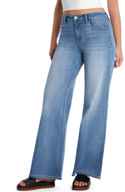 Hint Of Blu Myra Mid Rise Wide Leg Jeans In Blue