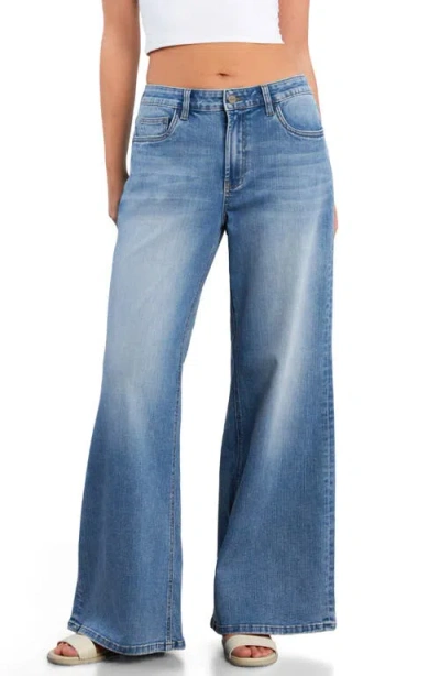 Hint Of Blu Myra Mid Rise Wide Leg Jeans In Blue