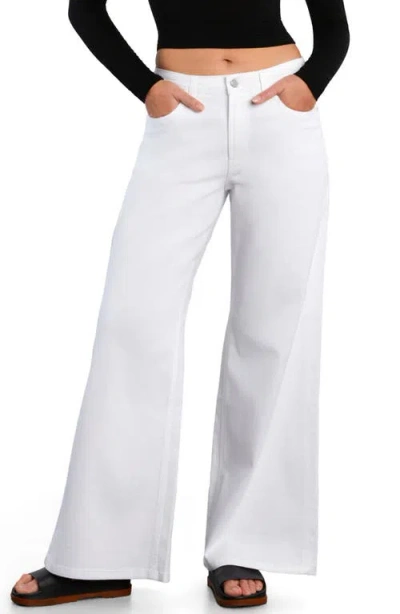 Hint Of Blu Myra Mid Rise Wide Leg Jeans In White