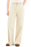 Hint Of Blu Patch Pocket Raw Hem Wide Leg Jeans In Neutral