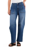 Hint Of Blu Patch Pocket Straight Leg Jeans In Blue