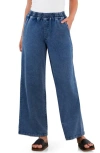 Hint Of Blu Pull-on Wide Leg Knit Jeans In Animal Print