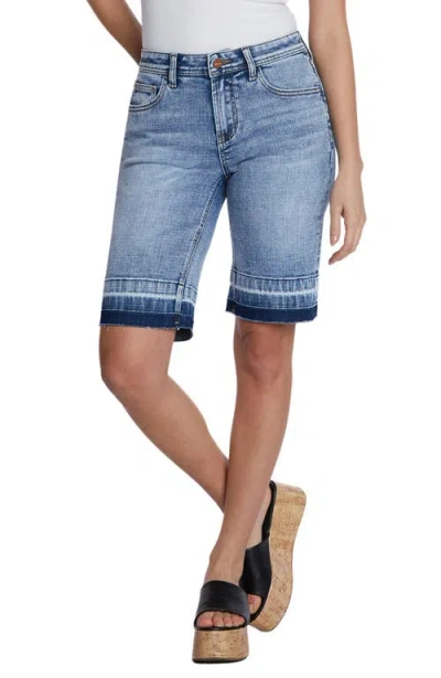 Hint Of Blu Release Hem Bermuda Denim Shorts In Blue