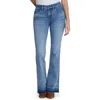 Hint Of Blu Mid Rise Released Hem Flare Jeans In Powder Blue