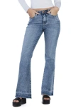 Hint Of Blu Release Hem Slim Flare Jeans In World Traveler Blue