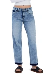 Hint Of Blu Release Hem Straight Leg Jeans In Majestic Blue
