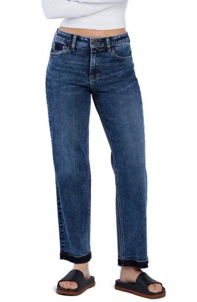 Hint Of Blu Release Hem Straight Leg Jeans In Mystery Blue
