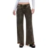 Hint Of Blu Seamed Step Hem Wide Leg Jeans In Sand Storm Brown