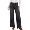 Hint Of Blu Seamed Step Hem Wide Leg Jeans In Stormy Grey