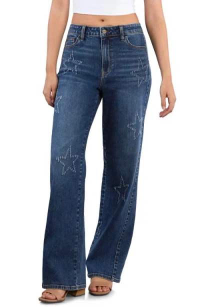 Hint Of Blu Star Bootcut Jeans In Blue