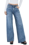 Hint Of Blu Torn Ripped Mighty Wide Leg Jeans In Authentic Blue