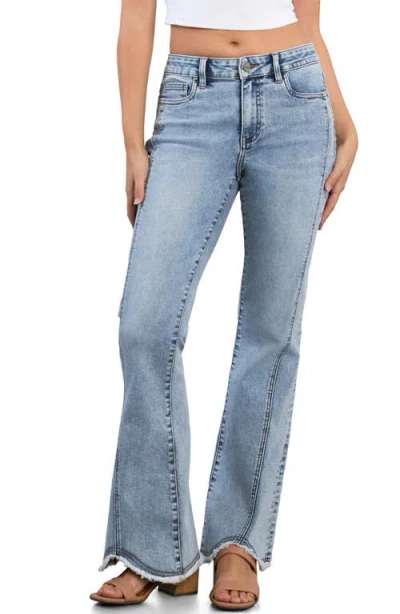 Hint Of Blu Twisted Tulip Flare Jeans In Blue