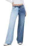 Hint Of Blu Two-tone Mighty Wide Leg Jeans In Free Spirit Blue