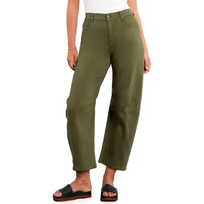 Hint Of Blu Valerie High Waist Ankle Barrel Jeans In Green
