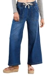Hint Of Blu Wide Leg Drawstring Jeans In Blue