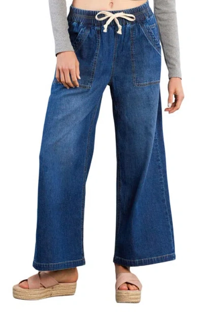 Hint Of Blu Wide Leg Drawstring Jeans In Blue