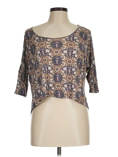 Pre-owned H.i.p. Happening In The Present 3/4 Sleeve Blouse In Brown