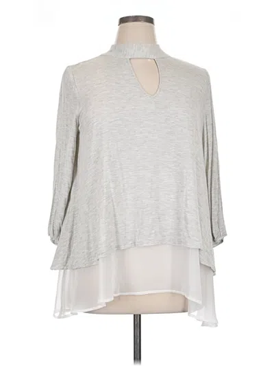 Pre-owned H.i.p. Happening In The Present 3/4 Sleeve Top Gray Cowl Neck Tops