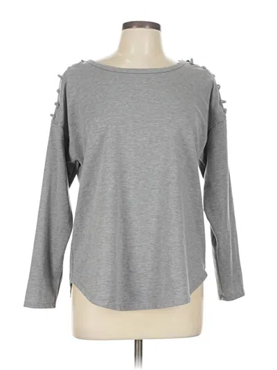Pre-owned H.i.p. Happening In The Present Long Sleeve Top Gray Boatneck Tops