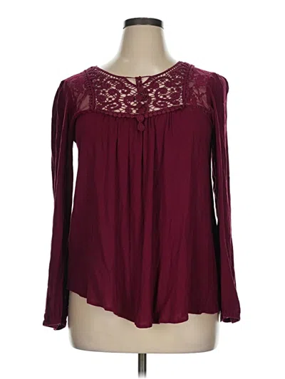 Pre-owned H.i.p. Happening In The Present Long Sleeve T-shirt In Burgundy