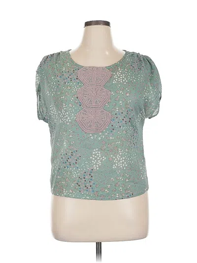 Pre-owned H.i.p. Happening In The Present Short Sleeve Blouse In Green