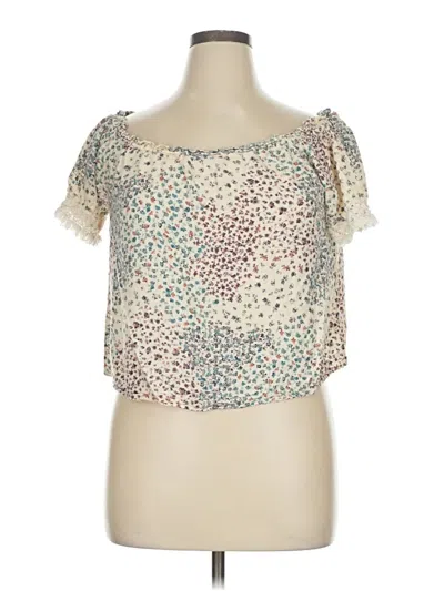 Pre-owned H.i.p. Happening In The Present Short Sleeve Blouse In White
