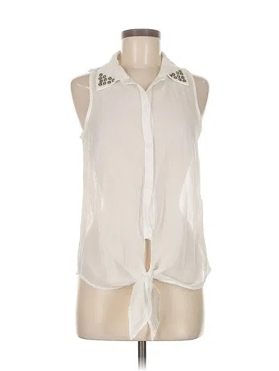 Pre-owned H.i.p. Happening In The Present Sleeveless Button Down Shirt In Ivory