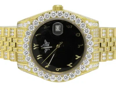 Pre-owned Hip Hop Yellow Stainless Steel Datejust Ii Style 41mm Automatic Simulated Diamond Watch