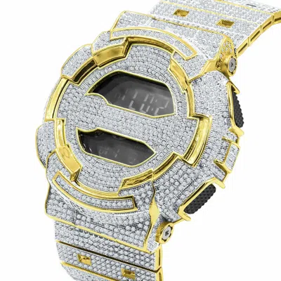Pre-owned Hiphopjewelry Men's Authentic G-shock Shock Custom Simulated White Diamond Watch Gd-100 1b
