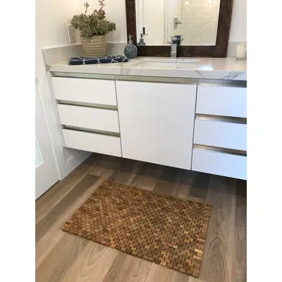 Hip-o Modern Living Oversized Solid Teak Indoor/outdoor Floor Mat Rectangle Hardwood Non-slip Geometric Shower Mat