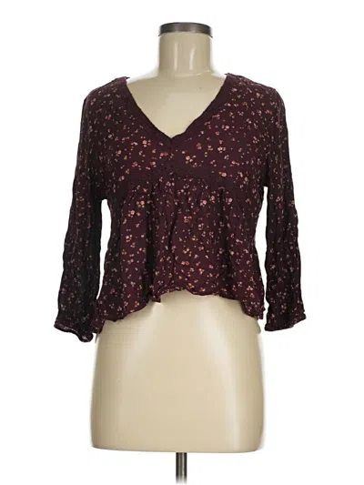 Pre-owned Hippie Rose 3/4 Sleeve Blouse In Burgundy