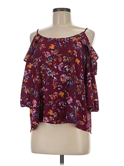 Pre-owned Hippie Rose 3/4 Sleeve Blouse In Burgundy